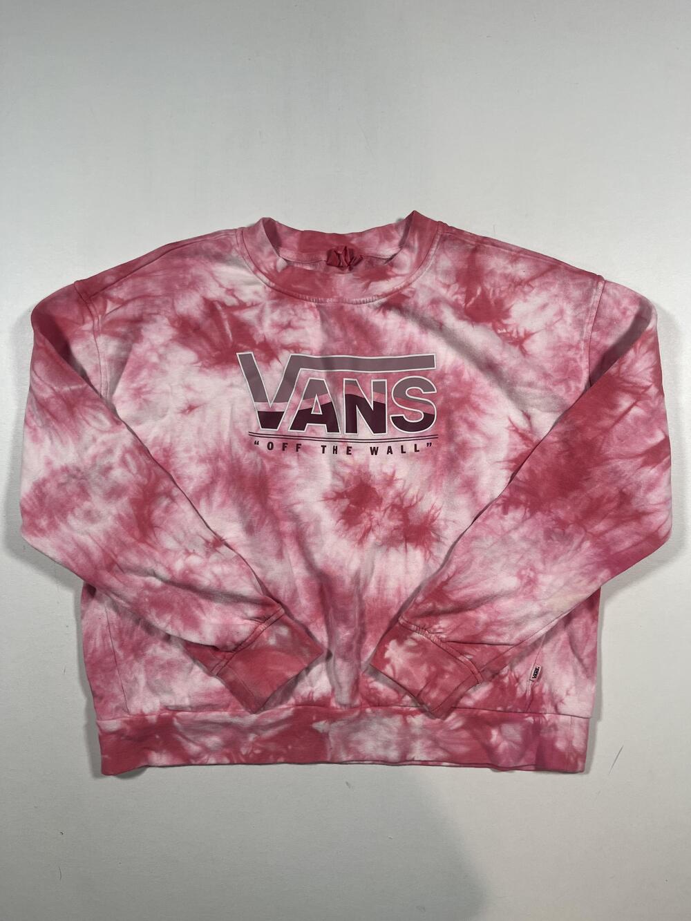 Vans Sweatshirt Womens Medium Pink Tie Dye Off The Wall Fleece Pullover Crewneck